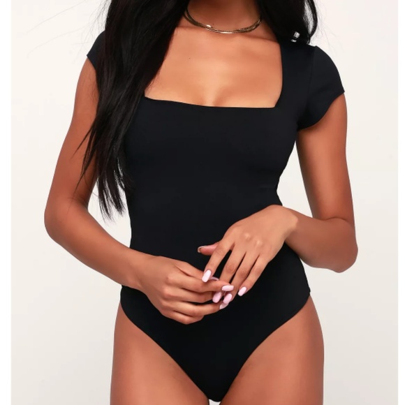 Free People SQUARE EYES BLACK BODYSUIT